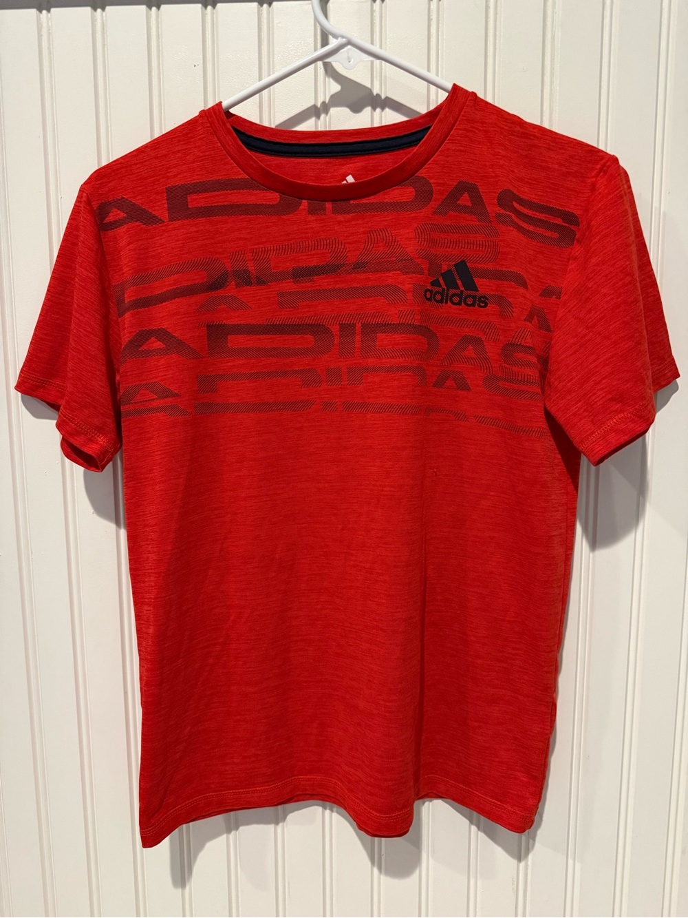adidas Red Logo Print Short-Sleeve Tee